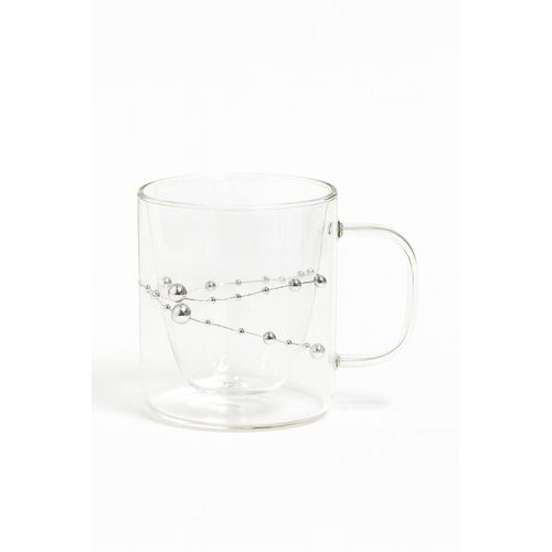 300 ml Double Wall Pyrex Glass Mug – Core Silver 2026 Design, Heat & Cold Resistant Borosilicate Glass Coffee Cup, Withstands Up to 150°C and Down to -12°C, Suitable for Coffee, Tea, Espresso and Cold Drinks