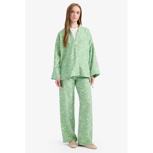 Woman Wide Leg Trousers - Green