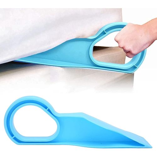 Innovative Plastic Mattress Lifter and Bed Sheet Tucker Tool, Ergonomic Mattress Elevator Helper with Comfort Handle for Seamless Bed Making and Back Pain Relief, 1 Piece - Light Blue