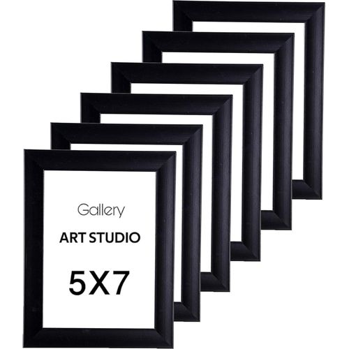 برواز صور 6 قطع باللون الأسود بتصميم مودرن 13x18 سم ستاند