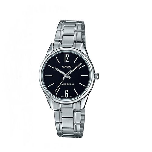 LTP-V005D-1B Women's Stainless Steel Black Dial Analog Watch