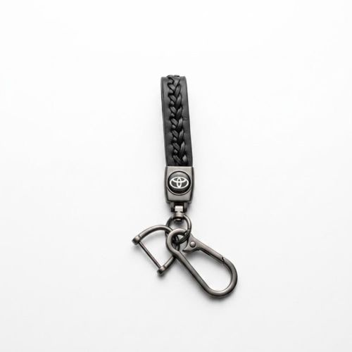 Toyota Premium Braided Leather Keychain with Metal Clip - Durable Car Key Holder - Stylish Automotive Key Ring Accessory