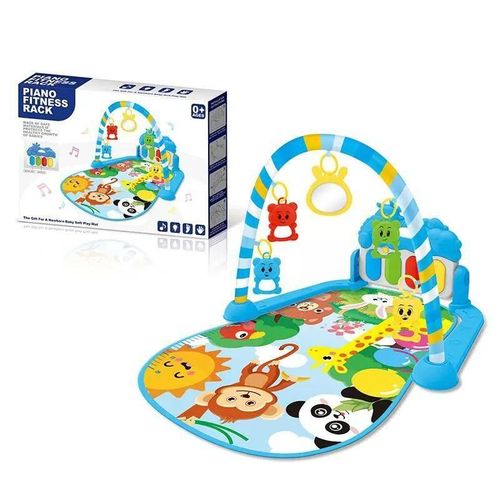 Baby Piano Fitness Rack Play Mat Gym & Fitness Rack with Hanging Rattles Lights & Musical Keyboard Mat Piano Toys for Babies (Baby Gym Piano) Multicolour