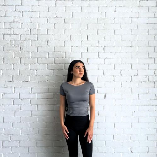 Backless Round Neck - Dark Grey