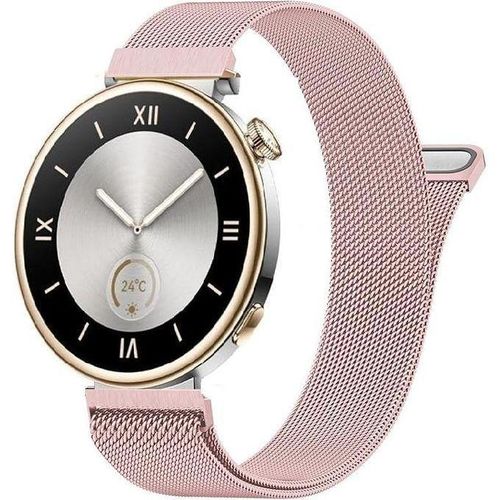 18mm Stainless Steel Magnetic Metal Smart Watch Band Compatible with Huawei Watch gt4 41mm & gt5 41mm & gt6 41mm Stylish Adjustable Replacement Strap Durable Comfortable pink