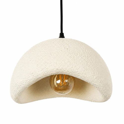 Modern Off-White Fiberglass Hanging Pendant Light – 1 Light E27 – Shade Size 15 × 20 cm – By Mishkah Light