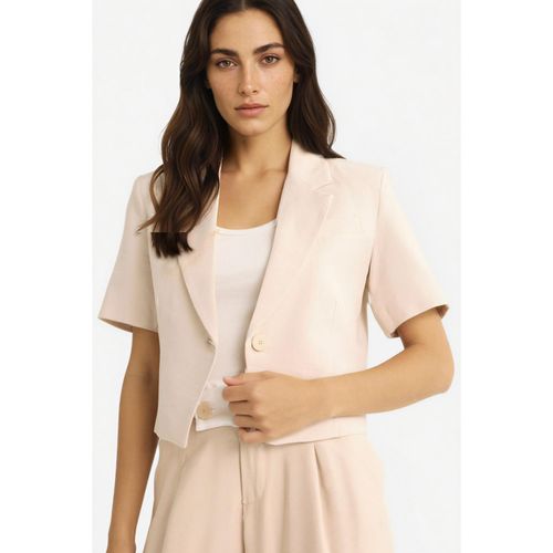 Cropped Fit Blazer Collar Fluid Fabric Blazer Jacket