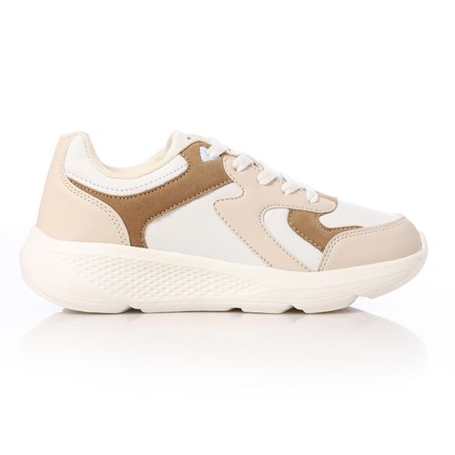 Women Mix Chunky Sole Sneakers - White/Beige