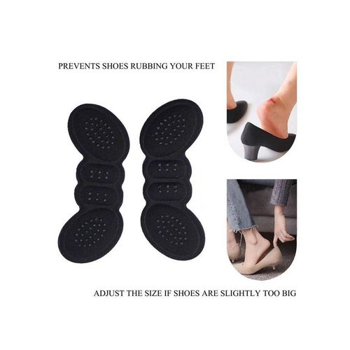 Silicone/fabric heel pad, cushioned pads for loose shoes, comfortable heel pads for extra-large shoes for men and women, padding to improve shoe fit and comfort, prevents heel slippage and blisters (black)