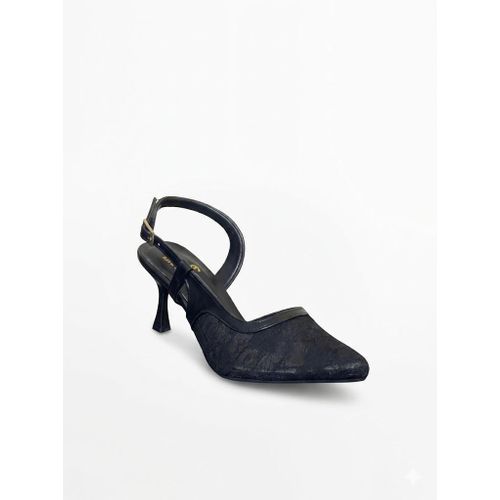 Shoes Heels Dentelle With Buckle F-611 - Black