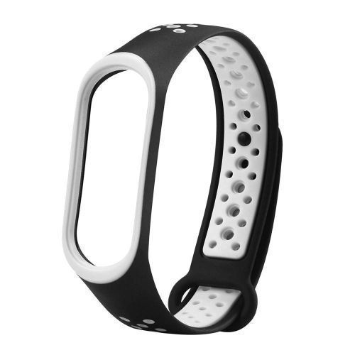 Mi Band 5/6 Silicone Wristband Strap Replacement - Black & White