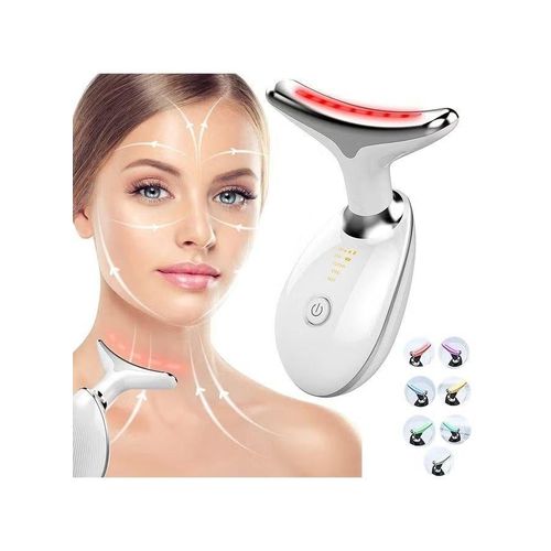 LED Photon Therapy Face & Neck Lifting Massager - Smart EMS Microcurrent Wrinkle Remover & Hot Skin Tightening Device