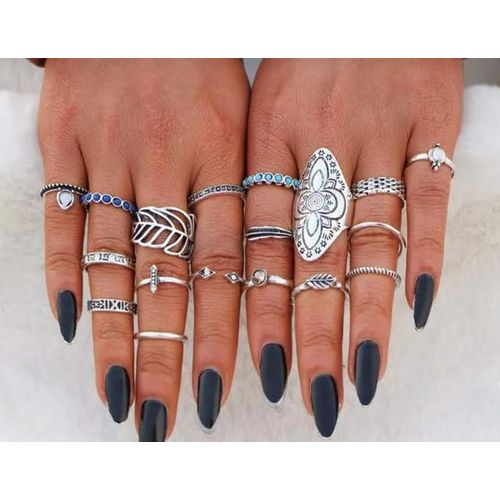 Silver Rings Set 18 Piece