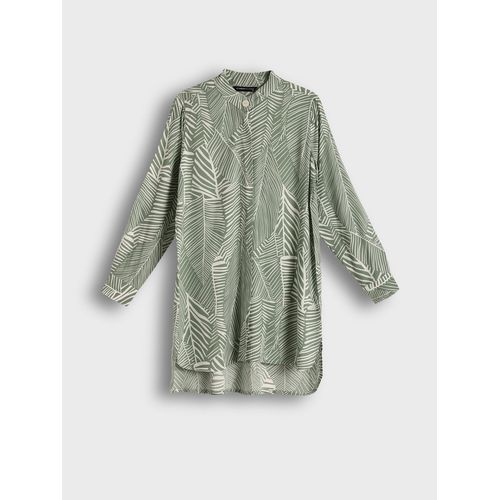Grandad Collar Patterned Womens Tunic