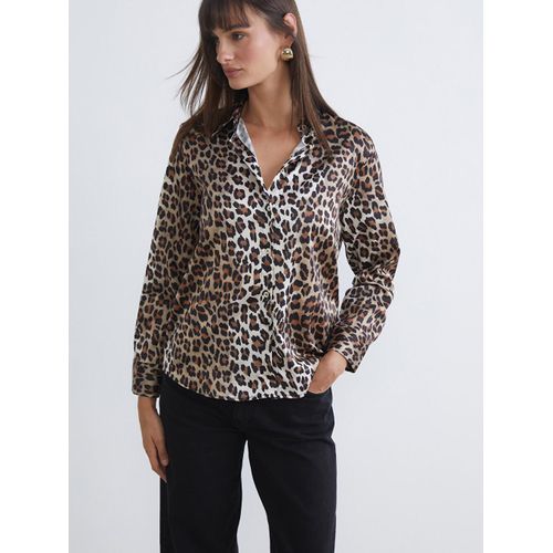 Leopard Print Satin Women's Shirt