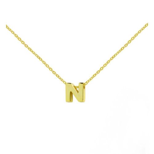 Trendy Gold Color Initial Alphabet N Name Letter Pendant Necklace For Women Girl Jewelry