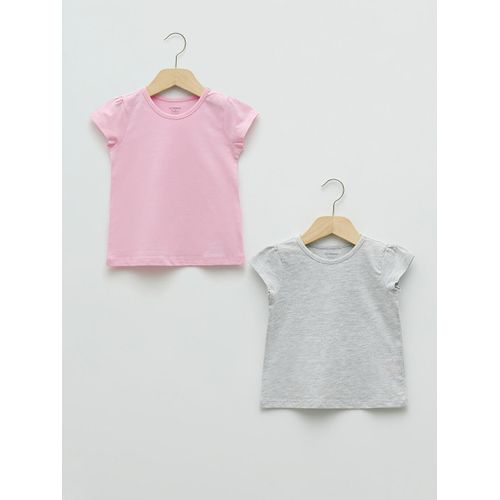 Crew Neck Short Sleeve Basic Baby Girl T-Shirt 2 Pieces
