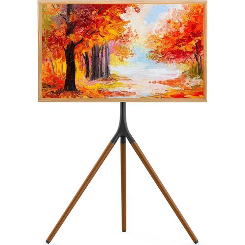 Easel TV Stand with Tripod Base for 45-65 inch LED LCD OLED Flat Screens, Height Adjustable TV Floor Stand w/ Cable Ties, 180°Swivel Portable TV Mount Stand for Bedroom, Living Room