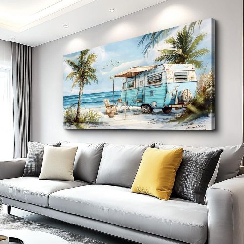 ERQINHUA Wall Art For Living Room Canvas Wall Decor For Bedroom Office Decorations Marine Beach Landscape Painting Pictures Artwork Modern Beach Posters Aesthetic Ready To Hang Home Decor 20x40