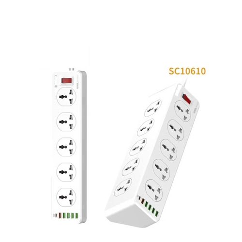 SC10610 2500W 10 SOCKETS with 5 USB Ports and 1 TYPE-C PD PORT, DESKTOP EXTENSION HOME CHARGER with 2M EU POWER CORD