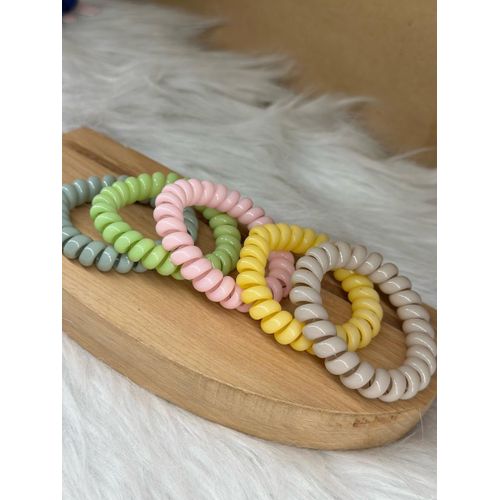 مجموعة ربطات شعر حلزونية مرنة من مايا أكسسواريز - 5 قطع بألوان متنوعة