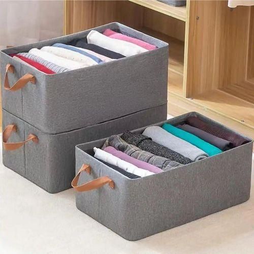 Durable fabric wardrobe organizer – 3 pieces – with a metal support bracket for stability and a handle for easy carrying and organization