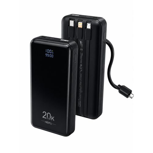Power Bank with 22.5W Fast Charging & Built-in Multi Cables