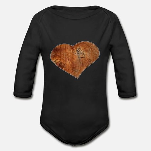 Wood Heart Isle By Isles Of Shirts Organic Long Sleeve Baby Bodysuit