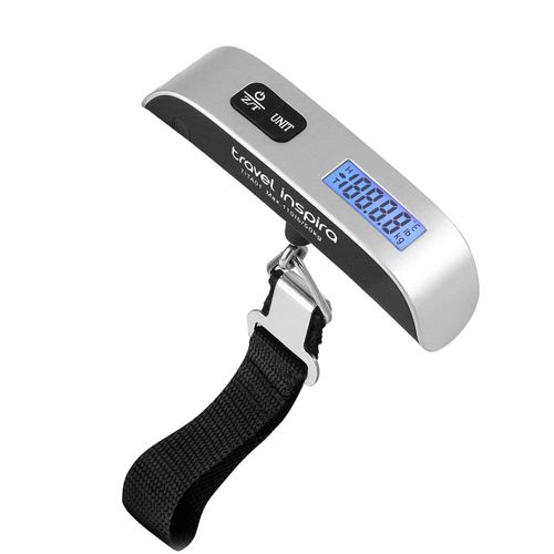 Luggage Scale, Portable Digital Hanging Baggage Scale for Travel, Suitcase Weight Scale with Rubber Paint, 110 Pounds, Battery Included - Silver