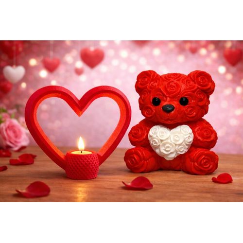 Special offer: 25% discount on a romantic LED heart-shaped lamp (25 cm) and a Valentine's Day teddy bear shaped like roses - 3D printed product