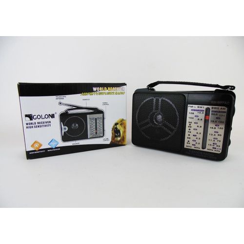 Portable Radio, FM AM SW Multi Band Transistor Radio with High-Sensitivity Reception, Built-In Speaker and Precise Tuning Knob for Home and Travel, Model 607, Black