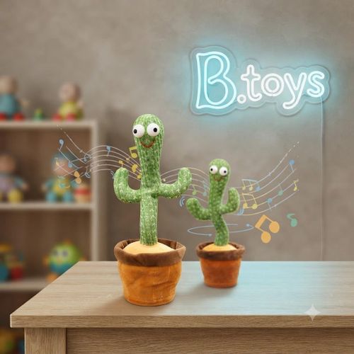 Interactive Dancing and Talking Plush Cactus Toy with Music and Recording Features for Child Development