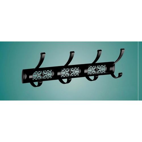 Wall-Mounted Coat Hook Rack with4 Hooks, Black Decorative