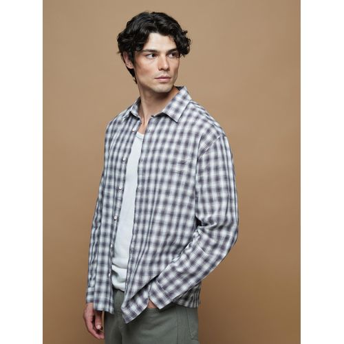 Regular Fit Long Sleeve Plaid Men's Shirt