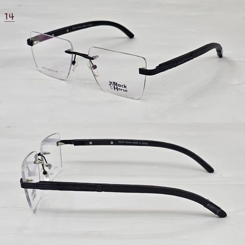 Men’s Rimless Eyeglasses Frame with Natural Wooden Temples and Metal Structure – Lightweight Elegant Optical Frame