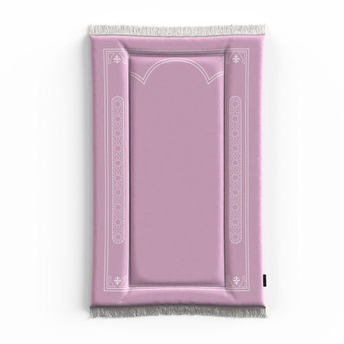 HOME Prayer Mat HOME Sakina Padded Prayer Mat Soft Premium, Velvet, Soft Low Pile with Supportive Cushioning, Lightweight and Foldable for Home and Mosque, 117L * 68W cm, LightPink