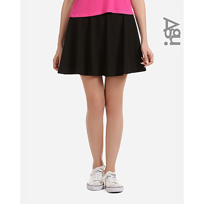 اشتري Agu Solid Mini Skirt - Black في مصر