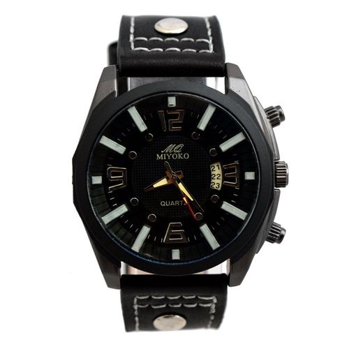 MQ-4702 Leather Watch - Black - (249)
