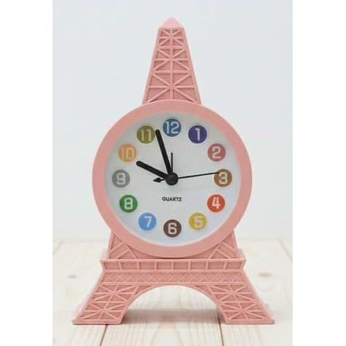 Eiffel Tower Alarm Clock, Quartz, Pink, Colorful Numbers, Home Decor