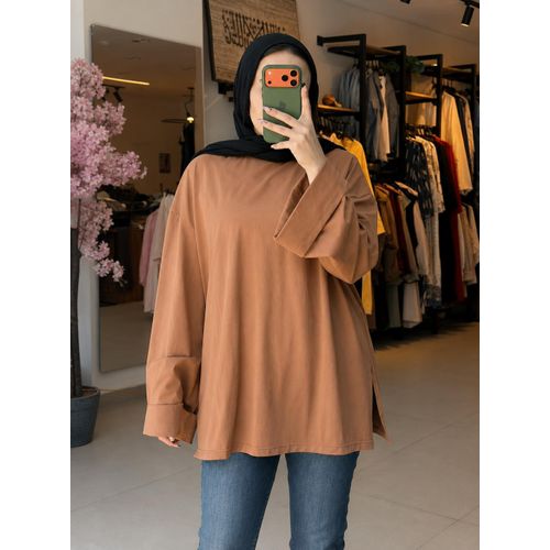 Women's Plain Cotton Sweatshirt with Long Sleeves