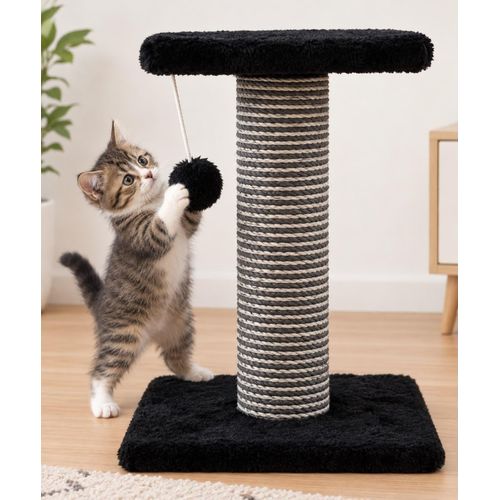 Cat Scratching Post 2-Tier with Sisal Rope and Plush Base, Dangling Toy
