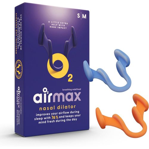 Air Max Paquete de prueba de dilatadores nasales, dispositivos antironquidos, 76% más flujo de aire para una mejor respiración y contra la congestión nasal, ajuste garantizado (1 pequeño y 1 mediano