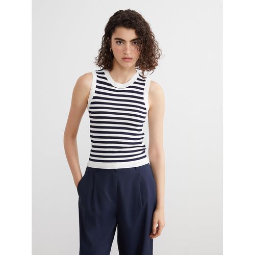 Crew Neck Striped Women's Knitwear Sweater Vest