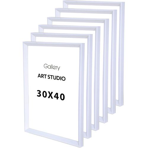 Photo Frame Set, A3 Size 30x40 cm, Wall-Mounted, Pack of 6 (White-N5)