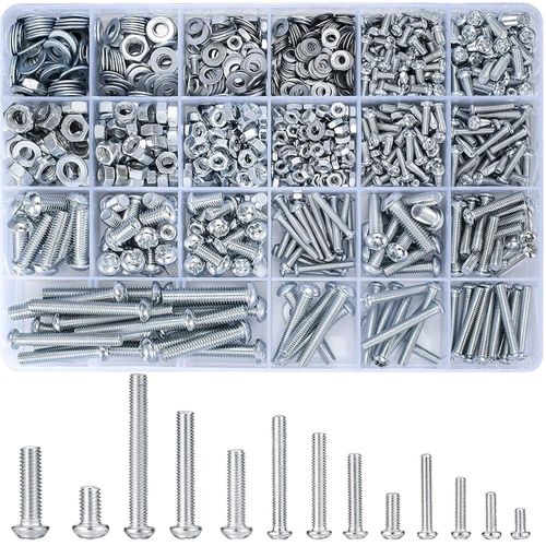 1080 Pcs Screws Bolts and Nuts Assortment Kit, M3/M4/M5/M6 Hex Socket Head Cap Machine Screws, Bolts and Nuts Kit for Industrial Household Electronic