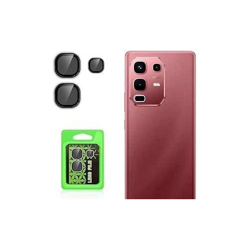 Hexagon Metal Camera Lens Protector compatible with Infinix Note 50s – Tempered Glass Lens Cover, Anti-Scratch, HD Clarity & Case Friendly - Black (Black)