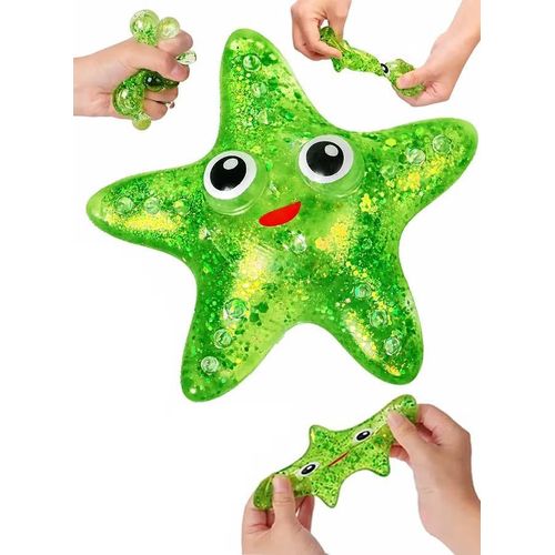 Squishy Starfish Stress Ball Sensory Fidget Toy for Adults & Kids, Green