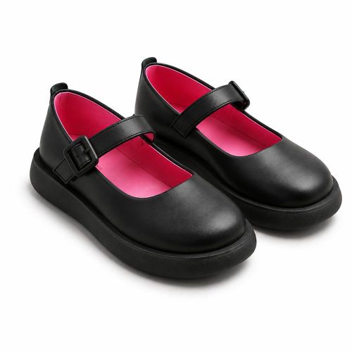 Girls School Shoes, Classic Mary Jane Style with Latch Closure, Decorative Buckle Detail, Comfortable Sole for School and Everyday Wear
