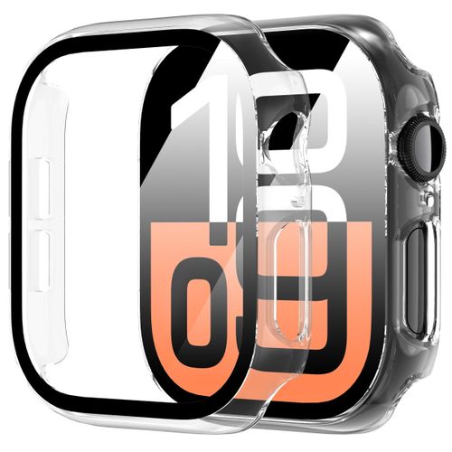 Case with Screen Protector for Apple Watch Series 10 46mm, Bumper Full Coverage Hard PC Overall Protective Cover, Built-in Tempered Glass Film High Sensitivity - Clear