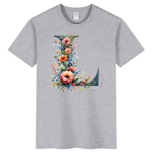 Light grey Cotton T-shirt Letter L
